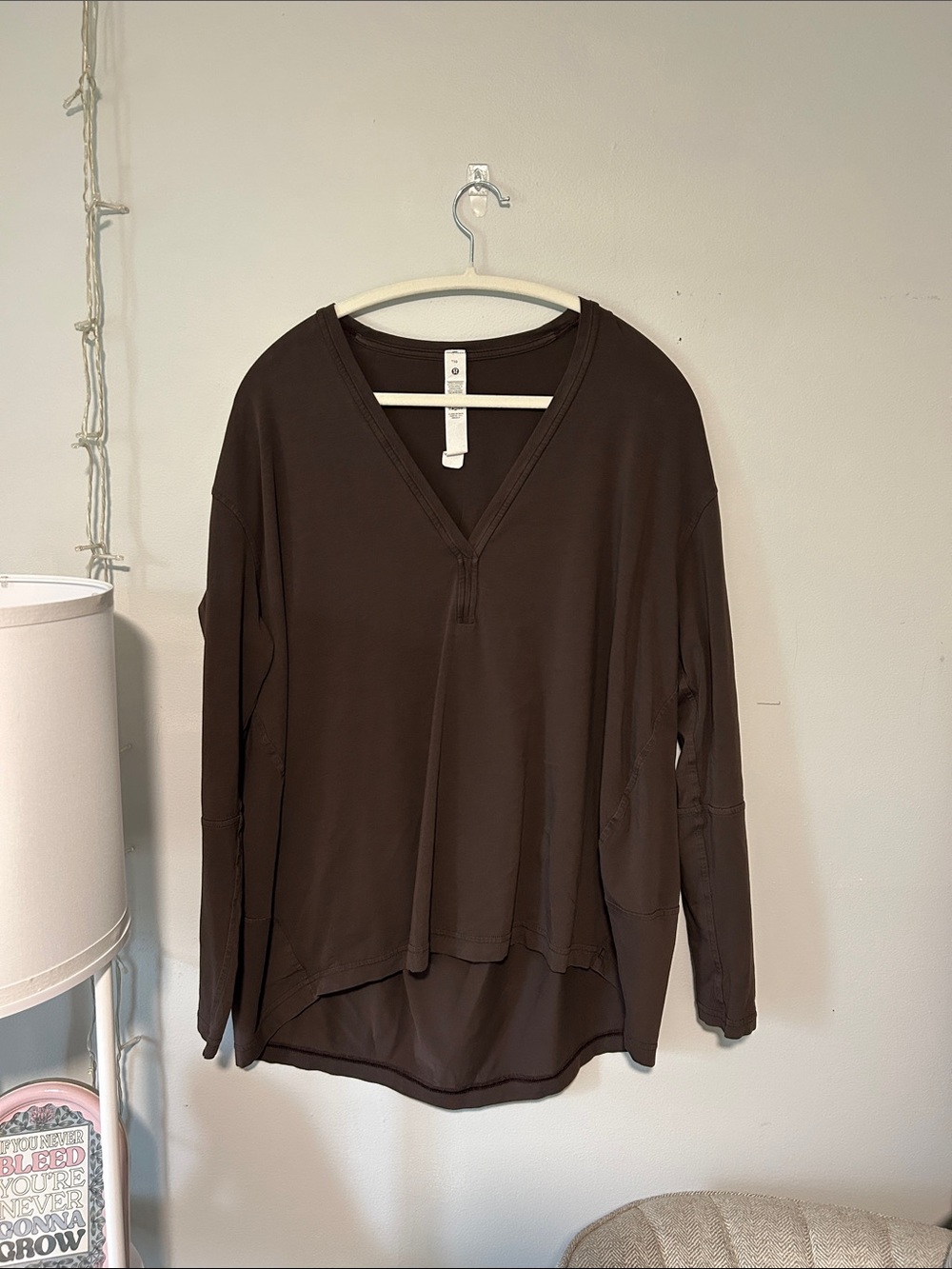 Lululemon Relaxed V-Neck Long Sleeve Top - Brown 10